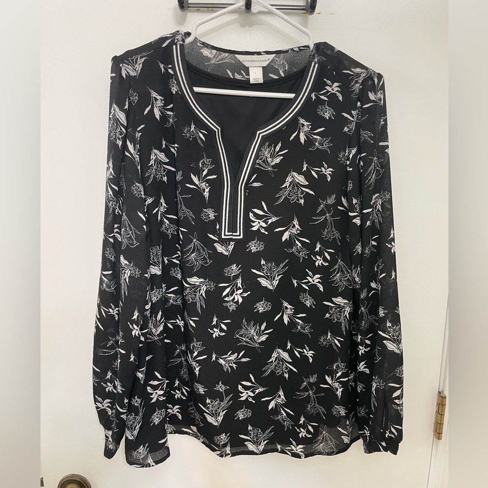 Christopher & Banks Black and White Blouse